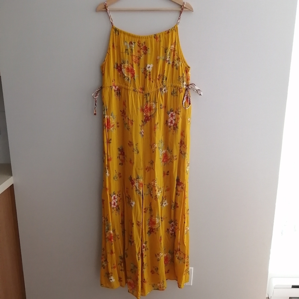 Free People Georgia Floral Wide Leg Yellow Floral Jumpsuit Small - Picture 4 of 17
